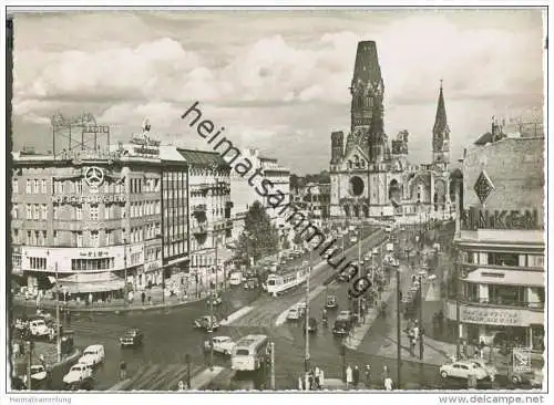 Berlin - Charlottenburg - Kreuzung Kurfürstendamm Joachimstalerstraße - Bus - Foto-AK