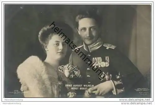 Prinz August Wilhelm von Preussen nebst Braut - Foto-AK