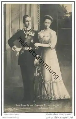 Prinz August Wilhelm von Preussen und Prinzessin Alexandra Victoria von Schleswig-Holstein - Foto-AK