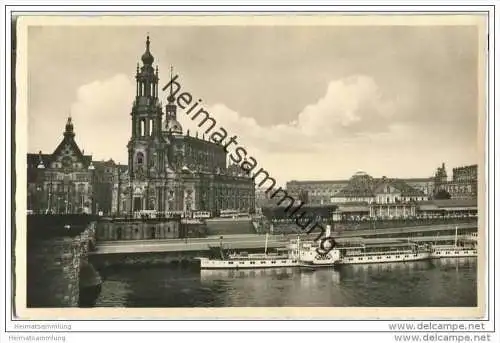 Dresden - Kath. Hofkirche - Fahrgastschiff Blasewitz - Foto-AK