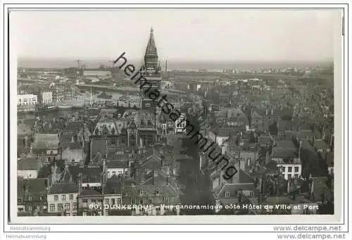 59140 Dunkerque - Dünkirchen - Vue panoramique coté Hotel de Ville et Port - Foto-AK 40er Jahre