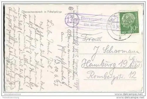 95485 Oberwarmensteinach - Posthilfsstellen-Stempel Oberwarmensteinach über Warmensteinach