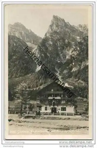 Gschnitz - Gschnitzerhof mit Kirchdachspitze - Foto-AK - Bahnpost Seegrube Nordkettenbahn P. Innsbruck