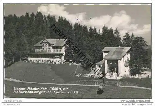 Bregenz - Pfänder-Hotel mit Pfänderbahn-Bergstation- Foto-AK