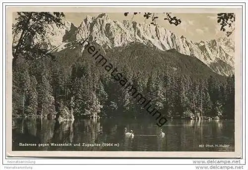 Badersee gegen Waxenstein und Zugspitze - Foto-AK