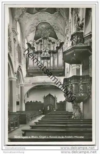 Säckingen - Orgel und Kanzel im St. Fridolin Münster - Foto-AK
