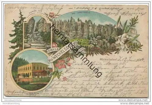 Böhmen - Gruss aus Weckelsdorf - Eingang zum grossen Domplatz - Hotel Eisenhammer - Amphitheater