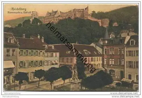 Heidelberg - Kornmarkt und Schloss 1908