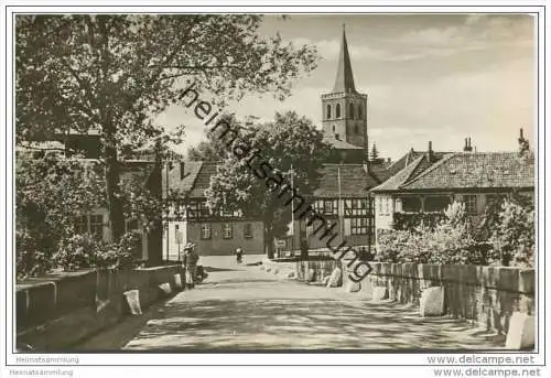 Vacha - Stadteingang an der alten Werrabrücke - Foto-AK 1958
