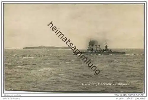Linienschiff Hessen vor Helgoland - Foto-AK ca. 1930