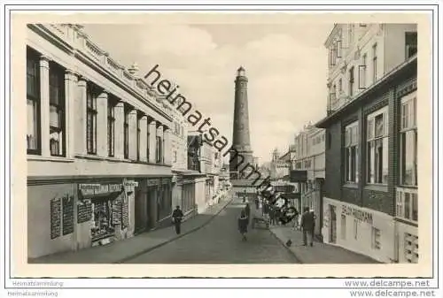 Nordseebad Borkum - Strassenzug - Leuchtturm - Ansichtskartengeschäft - Foto-AK