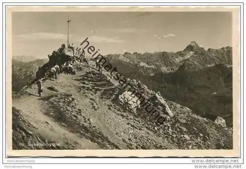 Nebelhorngipfel - Blick gegen Zugspitze und Hochvogel - Foto-AK