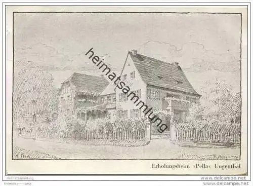 Erholungsheim Pella Ungenthal - Post und Bahnstation Schwabach - Künstlerkarte