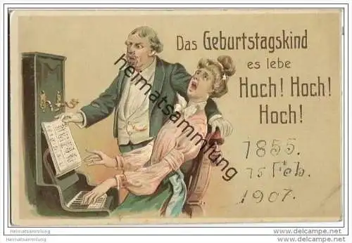 Geburtstag - Zwei am Klavier - Prägedruck