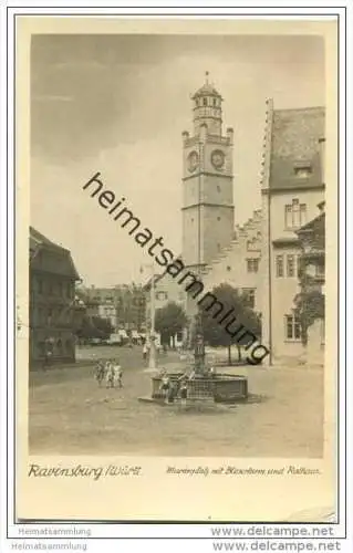 Ravensburg - Marienplatz mit Blaserturm und Rathaus - Foto-AK