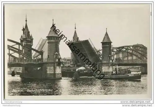 Szczecin -&nbsp; Stettin - Bahnhofsbrücke - Foto-AK ca. 1930