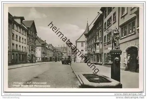 Villingen - Obere Strasse mit Narrobrunnen - Foto-AK 50er Jahre