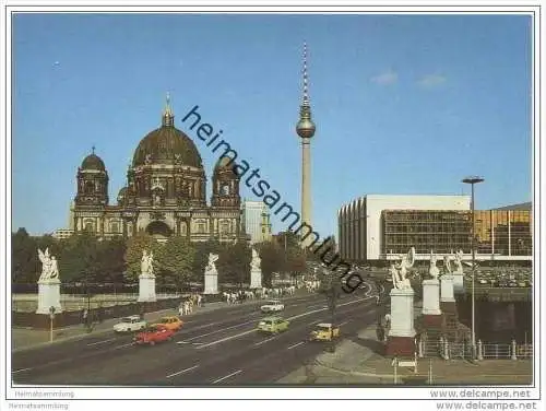 Berlin - Marx-Engels-Brücke mit Dom und Palast der Republik - AK Grossformat