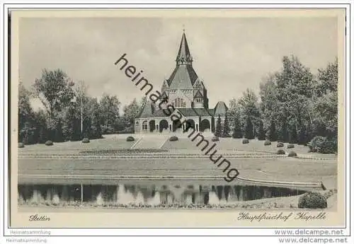 Szczecin - Stettin - Hauptfriedhof - Kapelle - AK ca. 1930