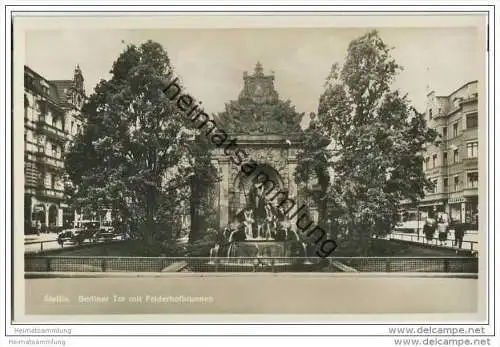 Szczecin - Stettin - Berliner Tor mit Felderhofbrunnen - Foto-AK 30er Jahre