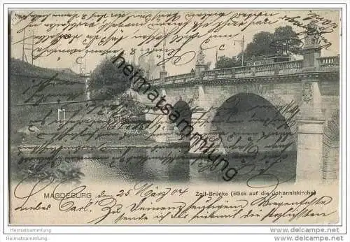 Magdeburg - Zollbrücke - Blick auf die Johanniskirche