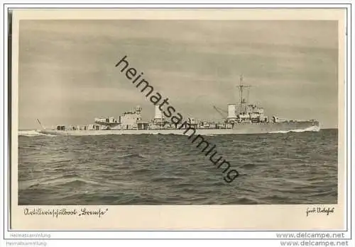 Artillerieschulboot Bremse - Foto-AK 30er Jahre
