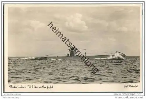 Unterseeboot U 9 - Foto-AK 30er Jahre
