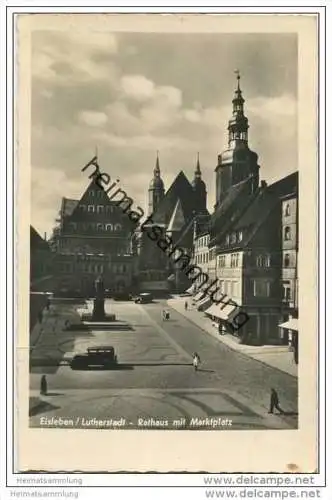 Lutherstadt Eisleben - Rathaus mit Marktplatz - Foto-AK