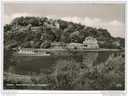 Hameln - Weser mit Blick zum Felsenkeller - Foto-AK Grossformat 1959