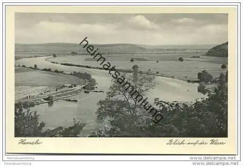 Hameln - Blick auf die Weser - Schwimmbad 1959