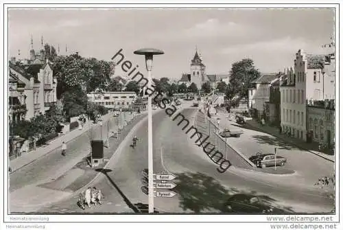 Hameln - Blick zur neuen Weserbrücke mit Münster - Foto-AK 1958