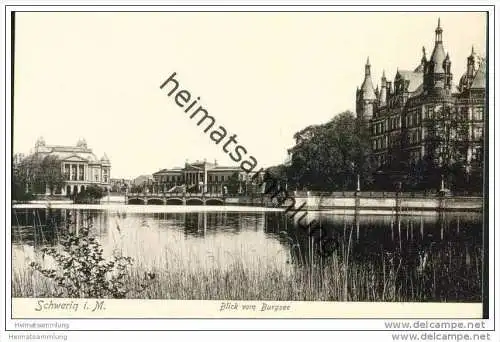 Schwerin - Blick vom Burgsee - Foto-AK um 1910