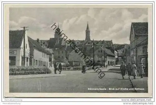 Könnern - Blick auf Kirche und Rathaus 1956