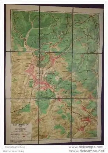 Bad Liebenstein und Umgebung 1957 - VEB Landkartenverlag - 1:20 000 auf Leinen - 42cm x 60cm - Beliebte Wanderwege etc.