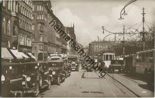 Hamburg - Jungfernstieg - Verkehrsunfall - Strassenbahn - O-Bus - Taxi - Cabrio - Foto-AK - Verlag Hans Andres Hamburg