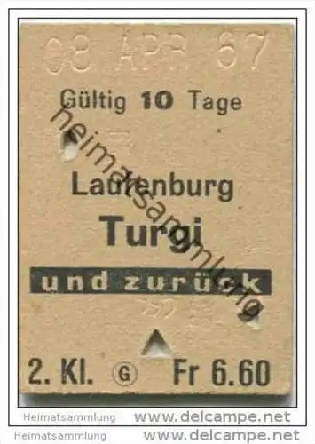 Schweiz - SBB - Laufenburg - Turgi und zurück - Fahrkarte 1967