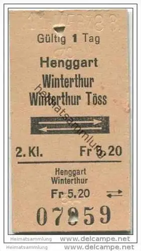 Schweiz - SBB - Henggart - Winterthur - Winterthur Töss und zurück - Fahrkarte 1988