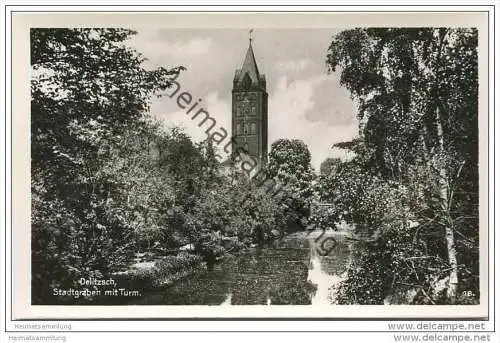 Delitzsch - Stadtgraben mit Turm - Foto-AK