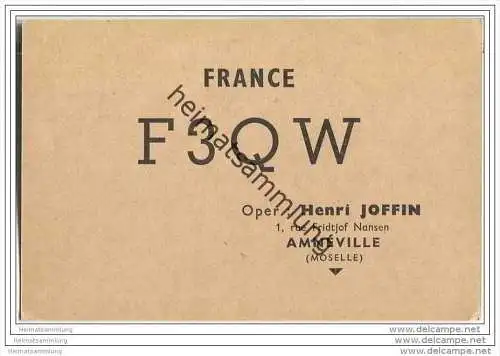 QSL - QTH - Funkkarte - F3QW - France - Amneville - 1964