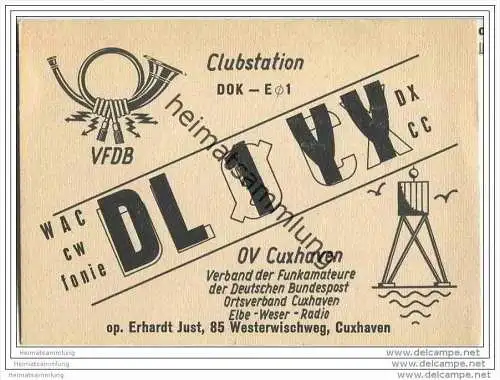 QSL - QTH - Funkkarte - DL1YY - Cuxhaven - 1959