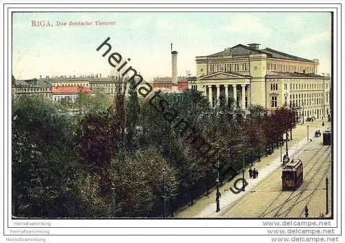 Riga - Das deutsche Theater - Strassenbahn