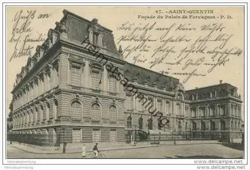 Saint-Quentin - Facade du Palais de Fervaques - Rückseite beschrieben 1917