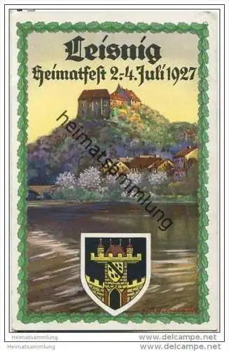 Leisnig - Heimatfest 2.-4.Juli 1927 - Offizielle Festpostkarte No. 1 - signiert Rich. Hertzsch