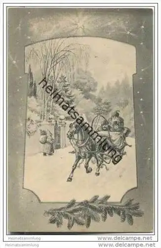Weihnachten - Pferdeschlitten - Weihnachtsmann
