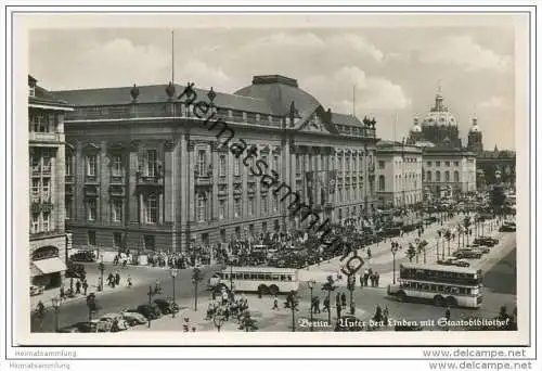 Berlin-Mitte - Unter den Linden mit Staatsbibliothek - Foto-AK 30er Jahre