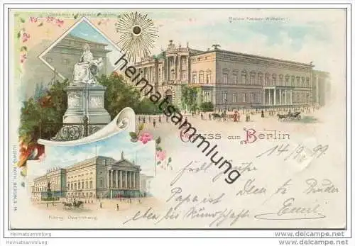 Gruss aus Berlin-Mitte - Königl. Opernhaus - Palais Kaiser Wilhelm I. - Denkmal Kaiserin Augusta