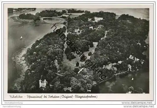 Berlin-Wannsee - Nikolskoe - Pfaueninsel - Fliegeraufnahme - Foto-AK