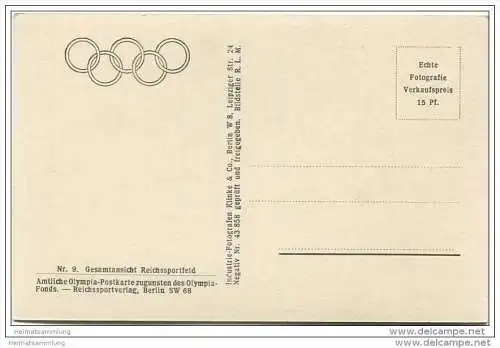 Berlin-Charlottenburg - Gesamtansicht Reichssportfeld - Amtliche Olympia-Postkarte 1936