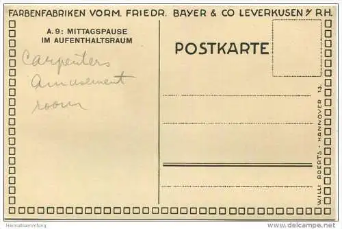 Leverkusen - Mittagspause im Aufenthaltsraum - Farbenfabriken vormals Friedr. Bayer &amp; Co Leverkusen a/ Rh. - Verlag