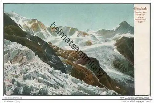 Grindelwald - Eismeer mit Vierscherwand Mönch und Eiger 1905